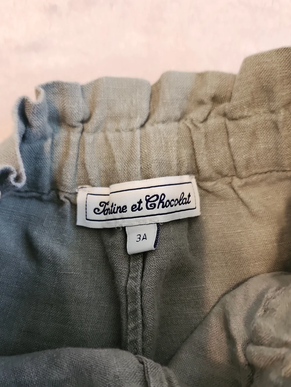 Linen Olive Green Elastic Waist Pants
